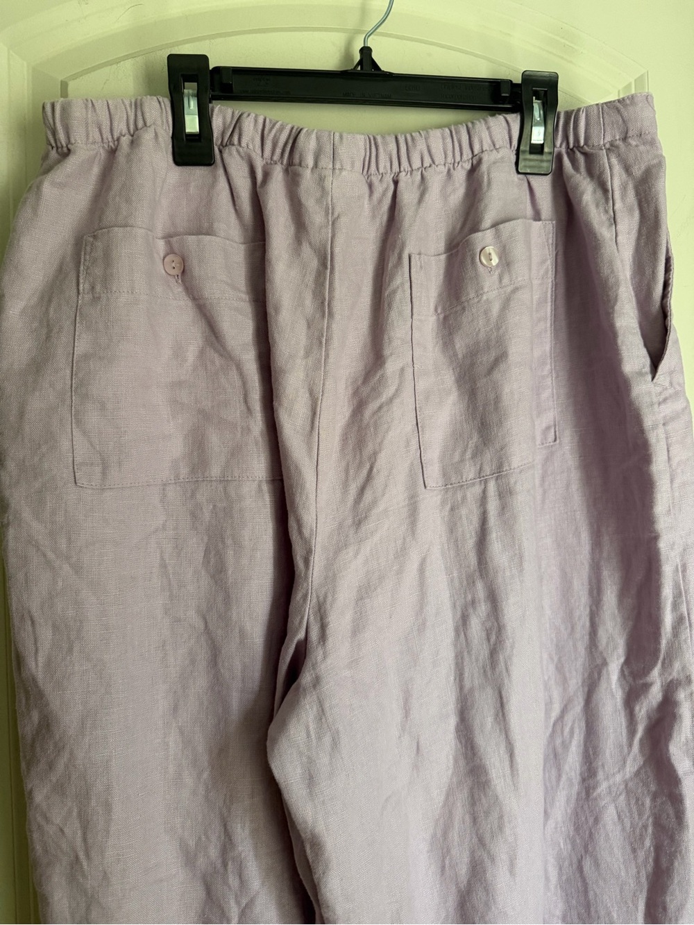 Chadwicks Women’s Sz 14 Cropped Linen Pants Elastic Waist Pockets casual boho - Picture 9 of 10